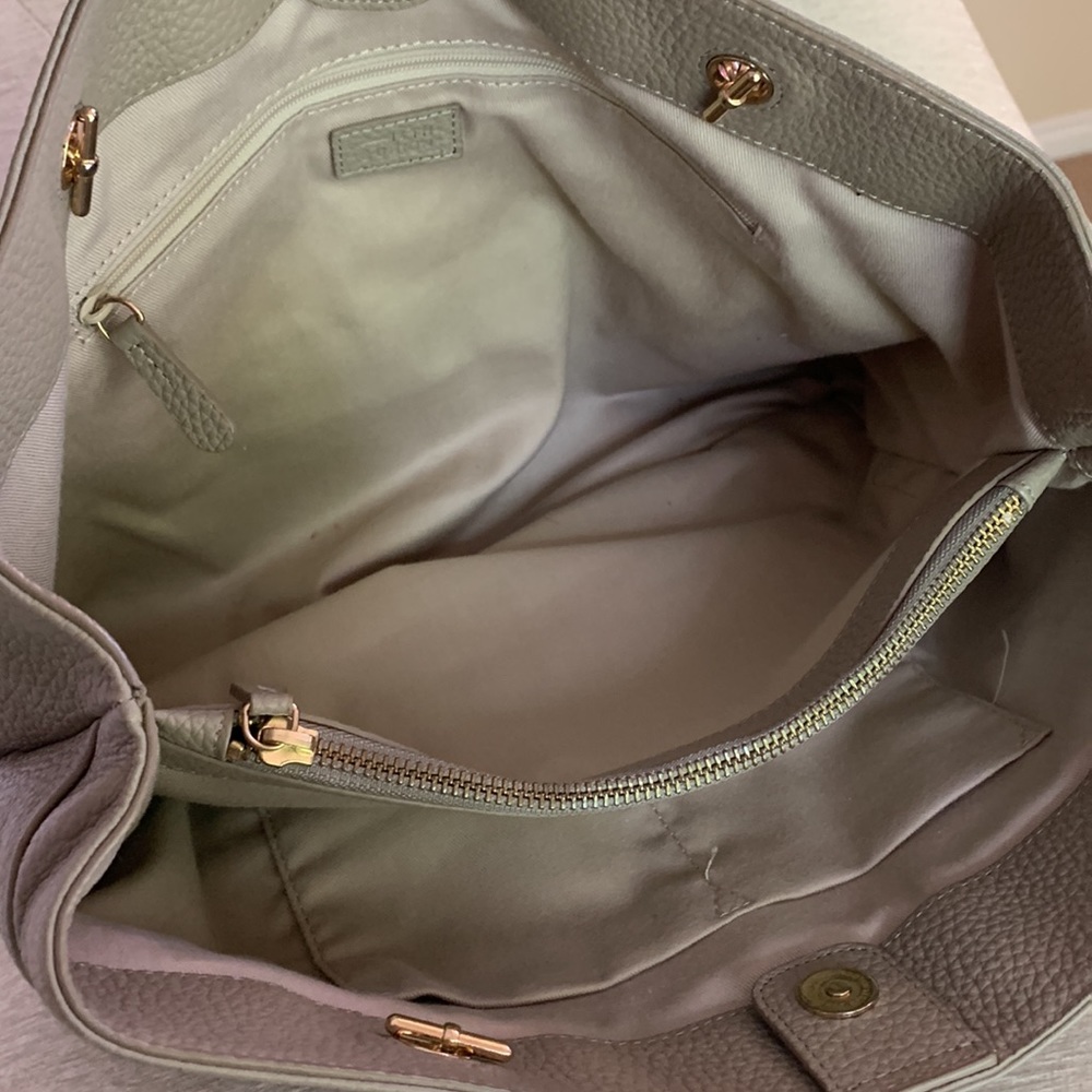 Genuine Leather Shoulder Bag with Chain Strap in Grey by 14th & Union Nordstrom - Picture 3 of 10